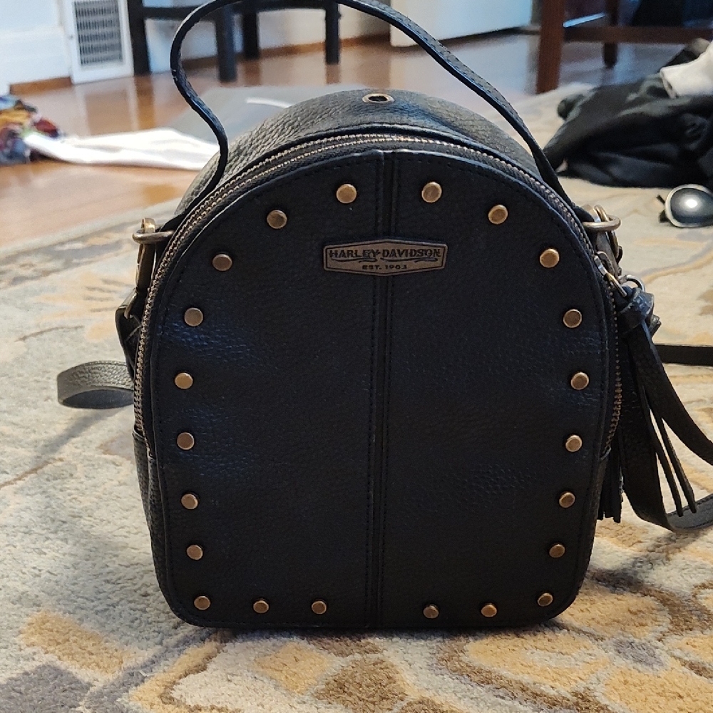 Harley-Davidson Black Leather Studded Mini Crossbody